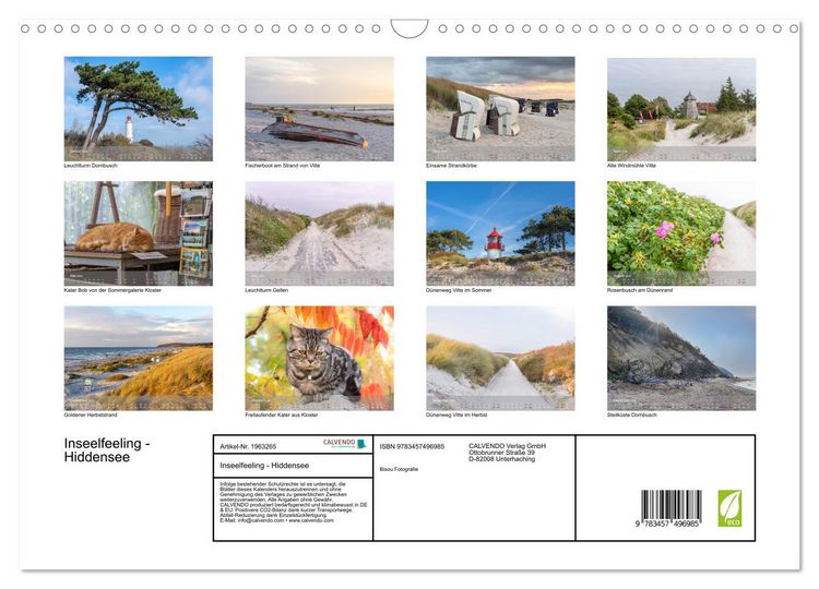 Produktbild: Inseelfeeling - Hiddensee (Wandkalender 2026 DIN A3 quer), CALVENDO Monatskalender