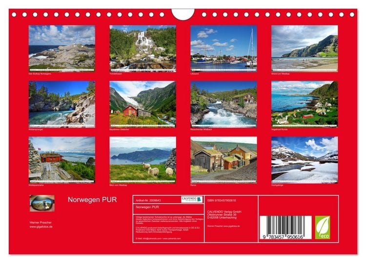 Produktbild: Norwegen PUR (Wandkalender 2026 DIN A4 quer), CALVENDO Monatskalender