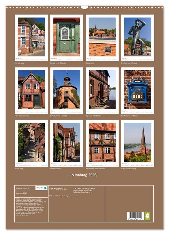 Produktbild: Lauenburg 2026 (Wandkalender 2026 DIN A2 hoch), CALVENDO Monatskalender