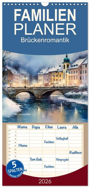 Produktbild: Familienplaner 2026 - Br&uuml;ckenromantik mit 5 Spalten (Wandkalender, 21 x 45 cm) CALVENDO