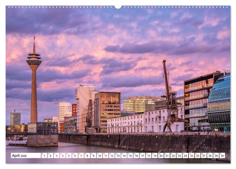 Produktbild: Urbane Impressionen. D&uuml;sseldorf - Moderne Stadt mit gr&uuml;nem Herz. (hochwertiger Premium Wandkalender 2026 DIN A2 quer), Kunstdruck in Hochglanz