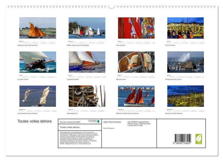 Produktbild: Toutes voiles dehors (Calendrier mural 2026 DIN A2 vertical) calendrier de bureau
