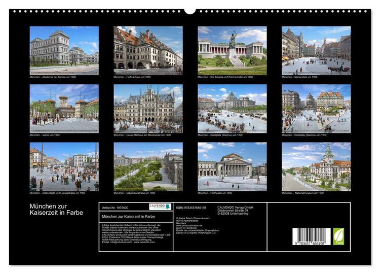 Produktbild: M&uuml;nchen zur Kaiserzeit in Farbe (hochwertiger Premium Wandkalender 2026 DIN A2 quer), Kunstdruck in Hochglanz