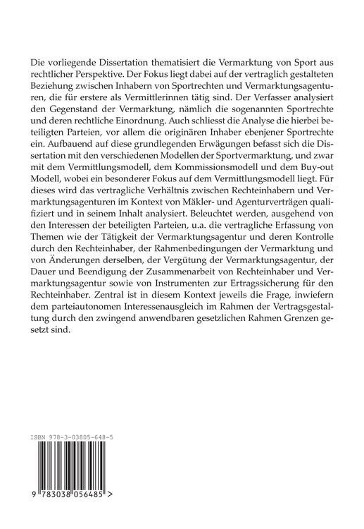 Produktbild: Der Vermittlungsvertrag in der Vermarktung von Sport