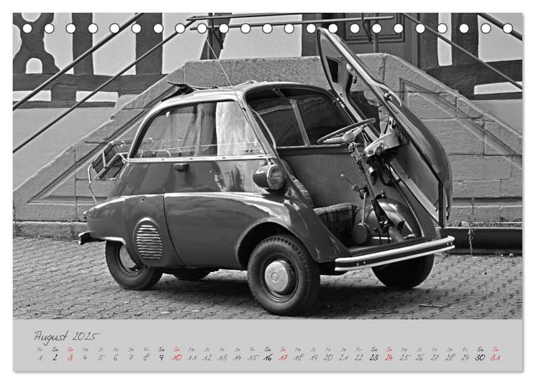 Produktbild: BMW Isetta 300 in schwarzwei&szlig; (Tischkalender 2025 DIN A5 quer), CALVENDO Monatskalender