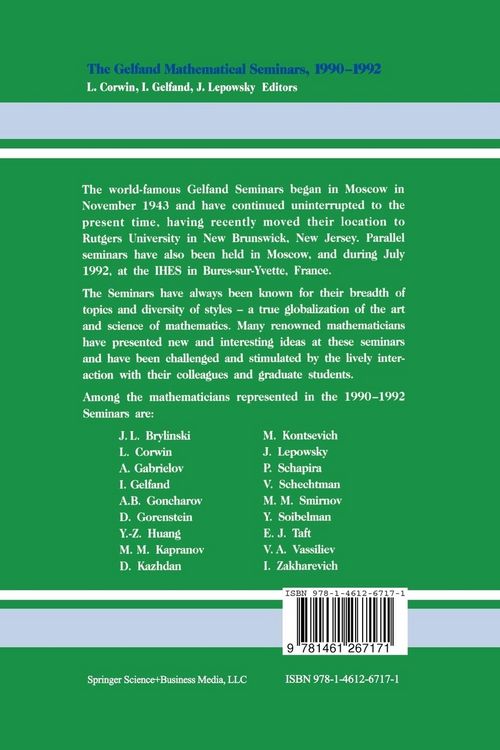 Produktbild: The Gelfand Mathematical Seminars, 1990&ndash;1992
