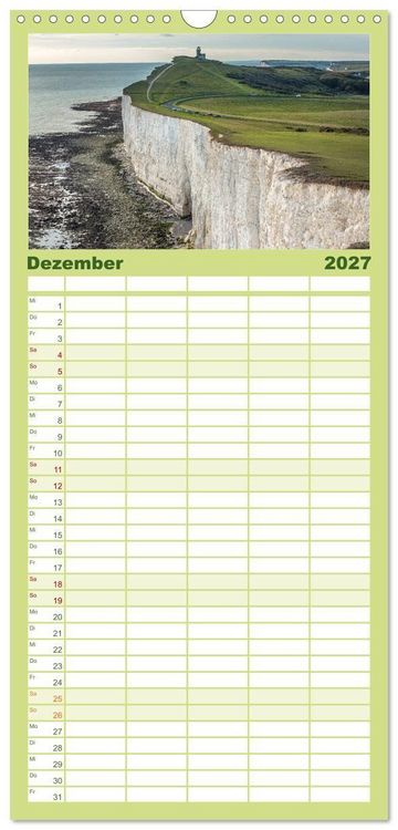 Produktbild: Familienplaner 2027 - Seven Sisters - Gro&szlig;britanniens h&ouml;chste Kreidefelsen mit 5 Spalten (Wandkalender, 21 x 45 cm) CALVENDO