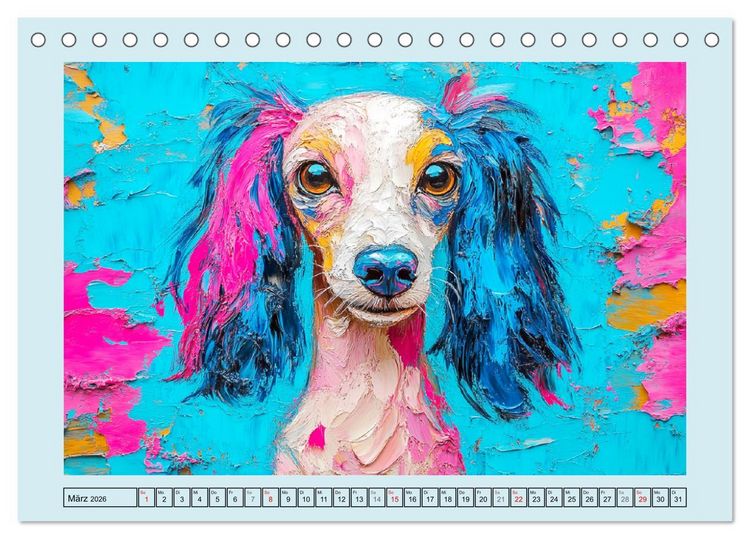 Produktbild: Hunde Paintings. Moderne Portraits in &Ouml;loptik (Tischkalender 2026 DIN A5 quer), CALVENDO Monatskalender