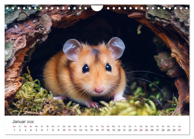 Produktbild: Wild und flauschig - Hamster - Abenteuer in freier Natur (Wandkalender 2026 DIN A4 quer), CALVENDO Monatskalender