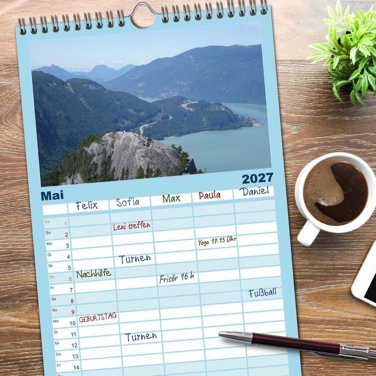 Produktbild: Familienplaner 2027 - Kanadas Westen - Berge und Wasser mit 5 Spalten (Wandkalender, 21 x 45 cm) CALVENDO