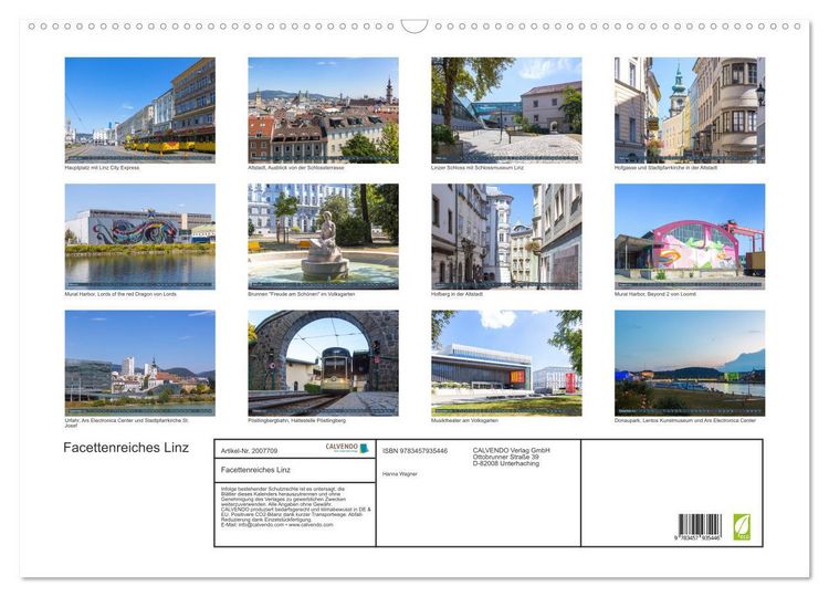 Produktbild: Facettenreiches Linz (Wandkalender 2026 DIN A2 quer), CALVENDO Monatskalender