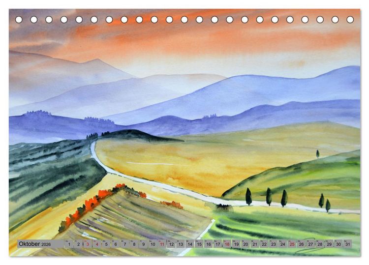 Produktbild: Toskana Aquarelle (Tischkalender 2026 DIN A5 quer), CALVENDO Monatskalender