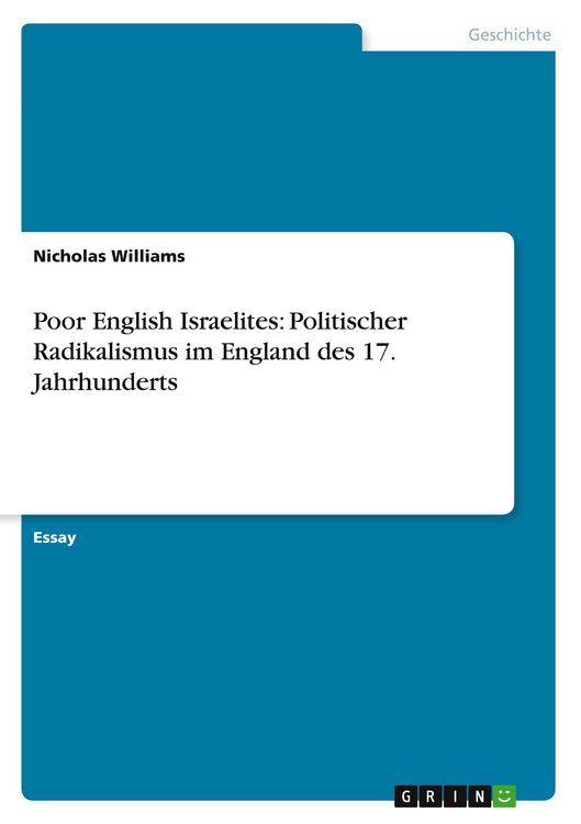 Produktbild: Poor English Israelites: Politischer Radikalismus im England des 17. Jahrhunderts