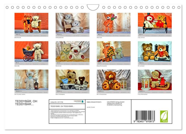 Produktbild: TEDDYB&Auml;R, OH TEDDYB&Auml;R... (Wandkalender 2026 DIN A4 quer), CALVENDO Monatskalender
