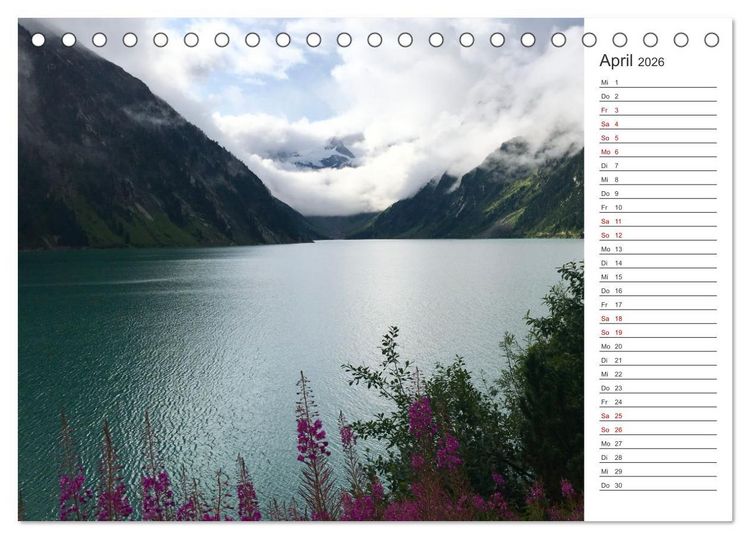 Produktbild: Alpenauszeit - Traumhafte Bergmomente am Wasser (Tischkalender 2026 DIN A5 quer), CALVENDO Monatskalender