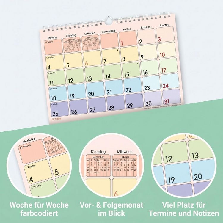 Produktbild: Monatsplaner 1M/1S Farbenfroh 2027