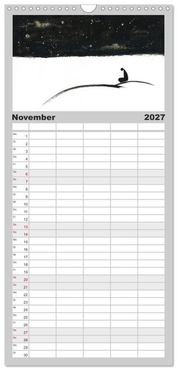 Produktbild: Familienplaner 2027 - Asiatische Tuschmalerei mit 5 Spalten (Wandkalender, 21 x 45 cm) CALVENDO