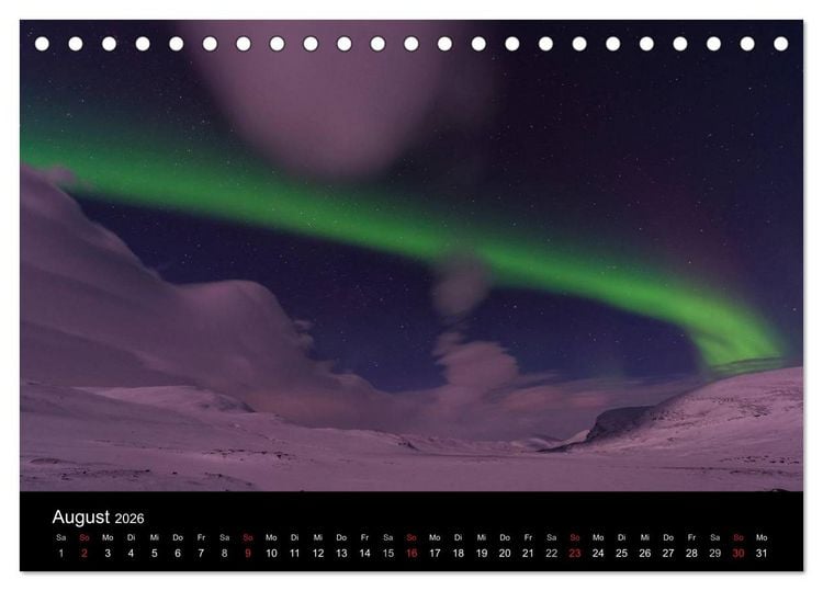 Produktbild: Nordlichter (Tischkalender 2026 DIN A5 quer), CALVENDO Monatskalender