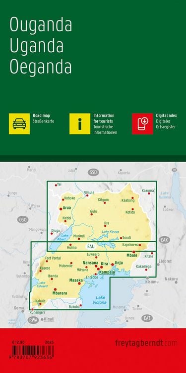 Produktbild: freytag & berndt Stra&szlig;enkarte Uganda 1:500.000