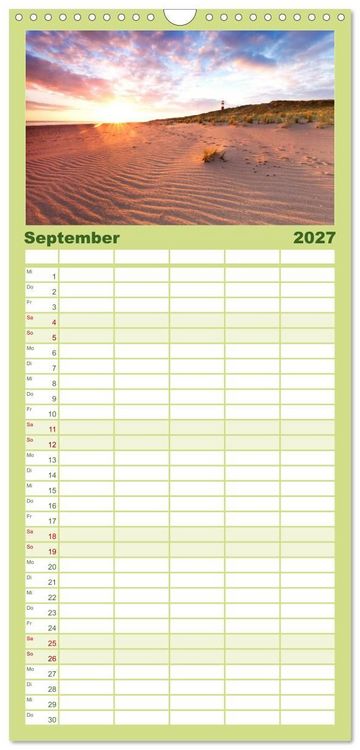 Produktbild: Familienplaner 2027 - SYLT hinter den D&uuml;nen mit 5 Spalten (Wandkalender, 21 x 45 cm) CALVENDO