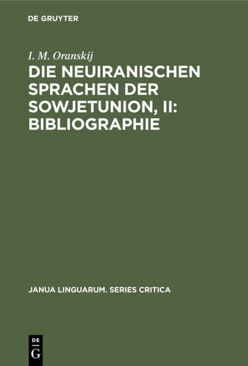 Produktbild: Die neuiranischen Sprachen der Sowjetunion, II: Bibliographie