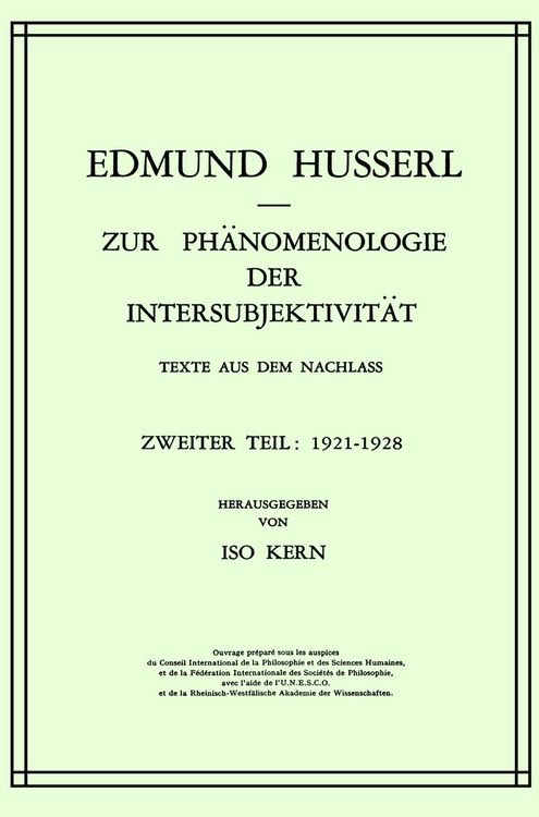 Produktbild: Zur Ph&auml;nomenologie der Intersubjektivit&auml;t