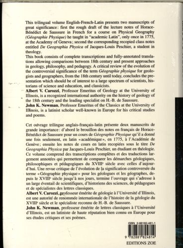 Produktbild: Lectures on physical geography given in 1775 by HB de Saussure