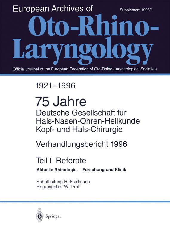 Produktbild: Verhandlungsbericht 1996 der Deutschen Gesellschaft f&uuml;r Hals-Nasen-Ohren-Heilkunde, Kopf- und Hals-Chirurgie