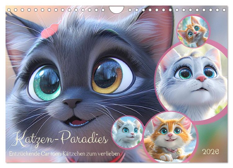 Produktbild: Katzen-Paradies. Entz&uuml;ckende Cartoon-K&auml;tzchen zum verlieben (Wandkalender 2026 DIN A4 quer), CALVENDO Monatskalender