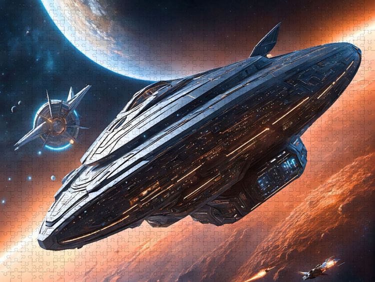 Produktbild: CALVENDO Puzzle Ufo auf der endlosen Reise durch Raum und Zeit | 1000 Teile Lege-Gr&ouml;&szlig;e 64x48cm Foto-Puzzle f&uuml;r gl&uuml;ckliche Stunden