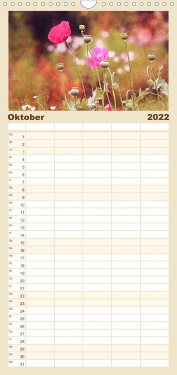 Produktbild: Familienplaner Mohnsch&ouml;nheiten (Wandkalender 2022 , 21 cm x 45 cm, hoch)