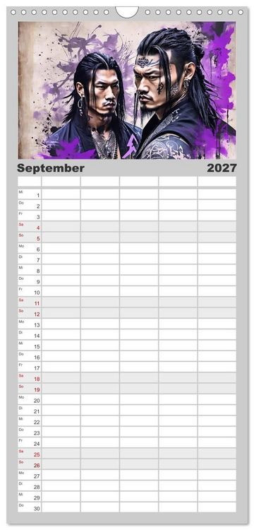 Produktbild: Familienplaner 2027 - Samurai - Asian Spirit mit 5 Spalten (Wandkalender, 21 x 45 cm) CALVENDO