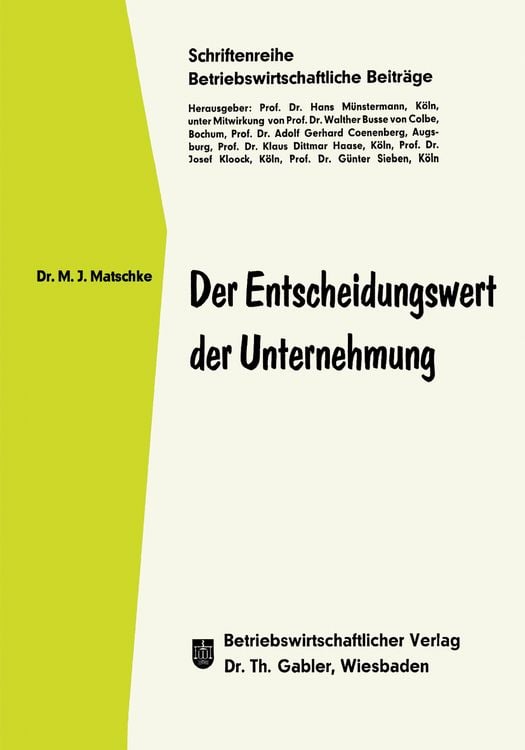 Produktbild: Der Entscheidungswert der Unternehmung