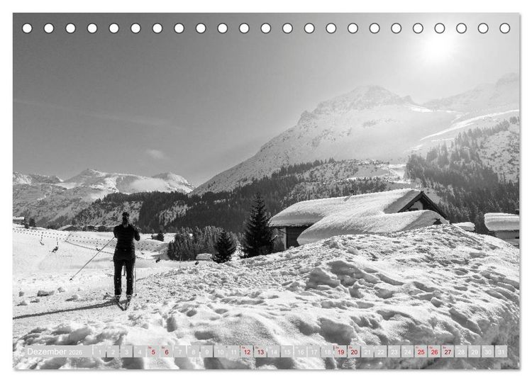 Produktbild: Arlberg black and white (Tischkalender 2026 DIN A5 quer), CALVENDO Monatskalender