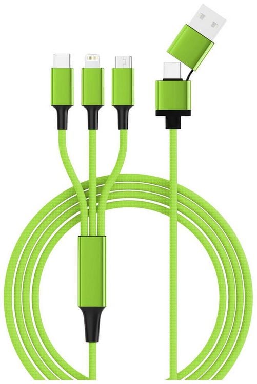 Produktbild: Smrter USB-Ladekabel USB 2.0 Apple Lightning Stecker, USB-A Stecker, USB-C&reg; Stecker, USB-Micro-B Stecker 1.20m Gr&uuml;n mit