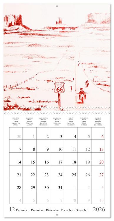 Produktbild: The passion of motorcycling - sketches of freedom (Wall Calendar 2026 12 &times; 12 Inch) CALVENDO 12 Month Wall Calendar