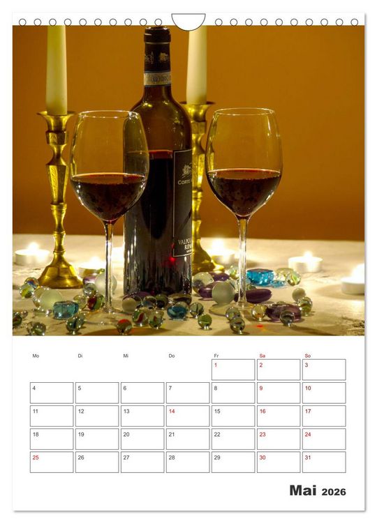 Produktbild: Weinkalender - f&uuml;r Kenner und Genie&szlig;er (Wandkalender 2026 DIN A4 hoch), CALVENDO Monatskalender