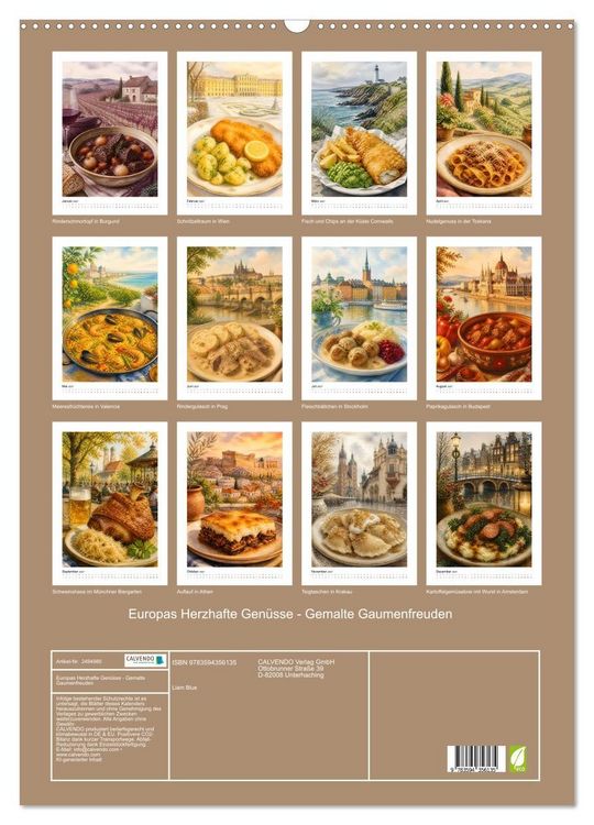 Produktbild: Europas Herzhafte Gen&uuml;sse - Gemalte Gaumenfreuden (Wandkalender 2027 DIN A2 hoch), CALVENDO Monatskalender