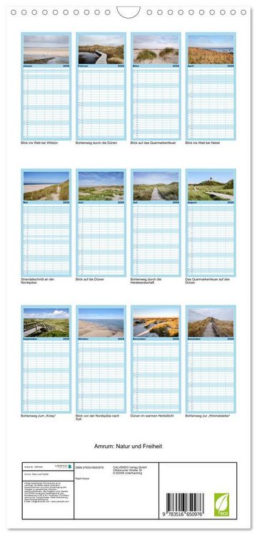 Produktbild: Familienplaner 2026 - Amrum: Natur und Freiheit mit 5 Spalten (Wandkalender, 21 x 45 cm) CALVENDO