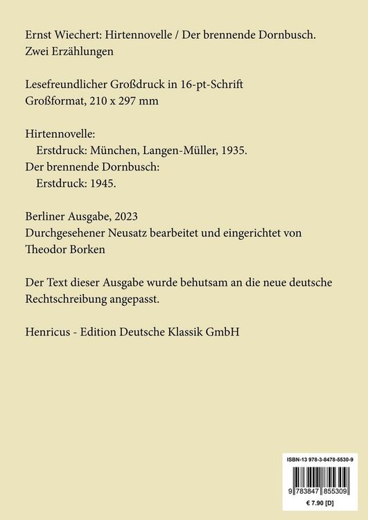Produktbild: Hirtennovelle / Der brennende Dornbusch (Gro&szlig;druck)