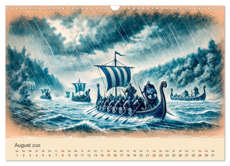 Produktbild: Die Wikingerzeit - Helden, K&ouml;nige und Entdeckungen (Wandkalender 2026 DIN A3 quer), CALVENDO Monatskalender