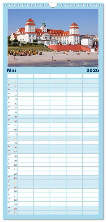 Produktbild: Familienplaner 2026 - Ostseeinseln R&uuml;gen, Hiddensee, Ummanz mit 5 Spalten (Wandkalender, 21 x 45 cm) CALVENDO