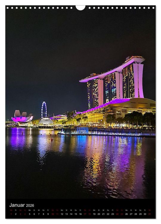 Produktbild: Singapur - Faszinierende Lichterwelt Marina Bay (Wandkalender 2026 DIN A3 hoch), CALVENDO Monatskalender
