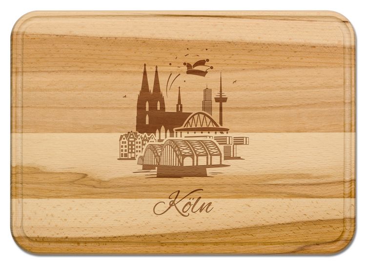 Produktbild: Buchenholz Schneidebrett 35x25cm, Motiv K&ouml;ln