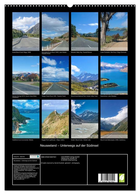 Produktbild: Neuseeland &ndash; Unterwegs auf der S&uuml;dinsel (hochwertiger Premium Wandkalender 2026 DIN A2 hoch), Kunstdruck in Hochglanz