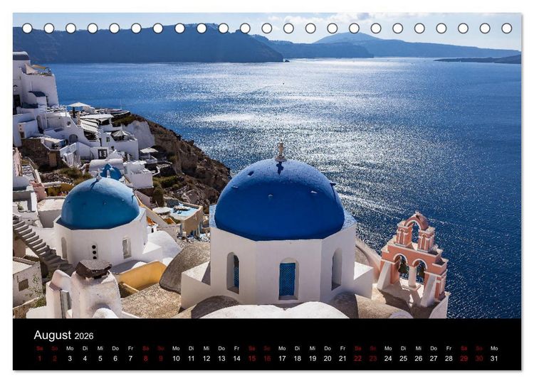 Produktbild: Santorini - K&ouml;nigin der Kykladen (Tischkalender 2026 DIN A5 quer), CALVENDO Monatskalender
