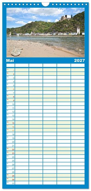 Produktbild: Familienplaner 2027 - Oberes Mittelrheintal Sehnsuchtsziel f&uuml;r Romantiker mit 5 Spalten (Wandkalender, 21 x 45 cm) CALVENDO