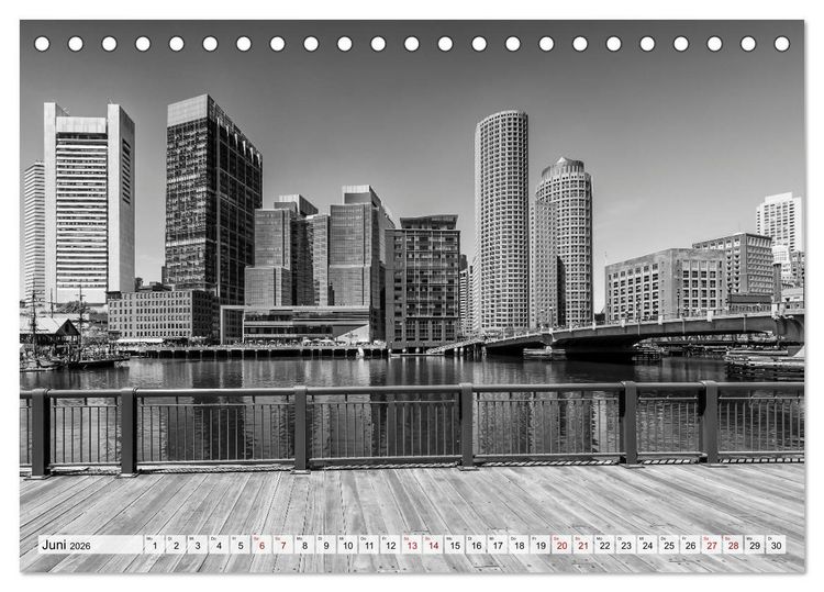 Produktbild: BOSTON Monochrome Stadtansichten (Tischkalender 2026 DIN A5 quer), CALVENDO Monatskalender