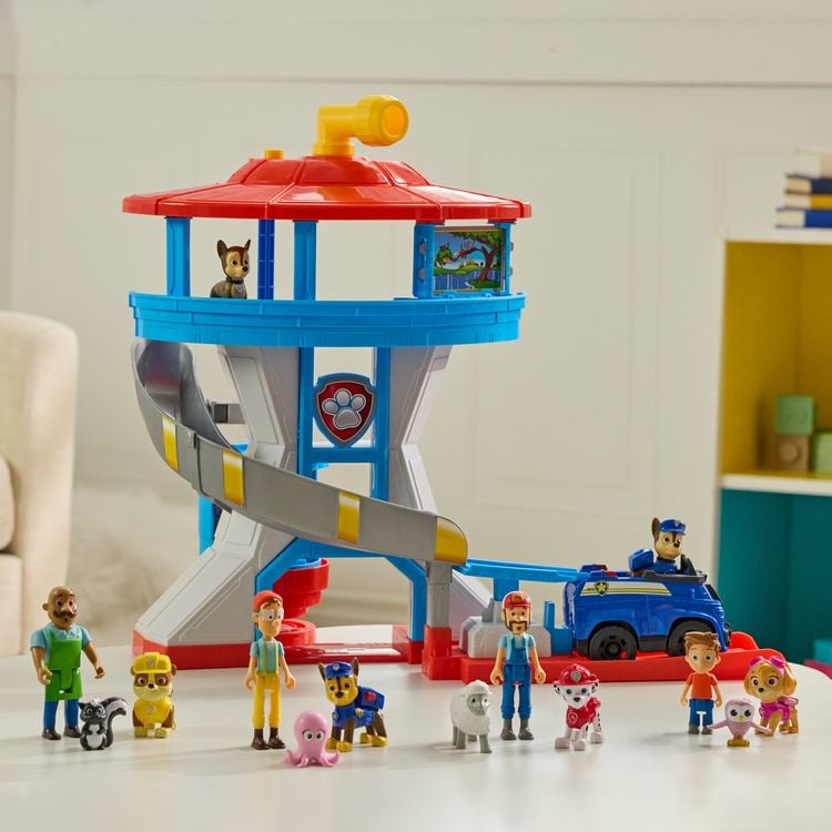 Produktbild: PAW Patrol - Lookout Tower, &uuml;ber 50 cm hoch, Hauptquartier Spielset mit 1 Basis Polizei-Fahrzeug, 2 Chase Figuren und Zubeh&ouml;r