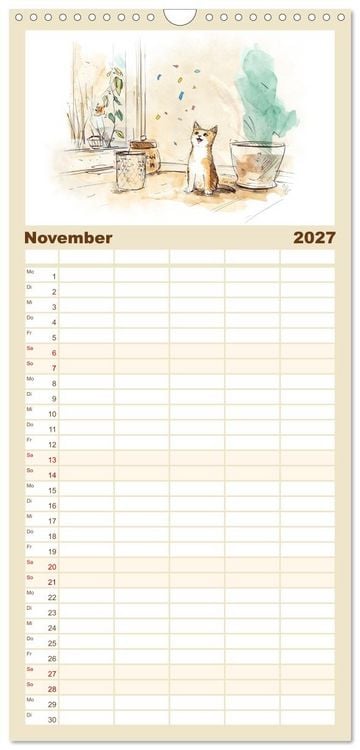 Produktbild: Familienplaner 2027 - Kleine Schnurr-Momente f&uuml;rs Herz mit 5 Spalten (Wandkalender, 21 x 45 cm) CALVENDO